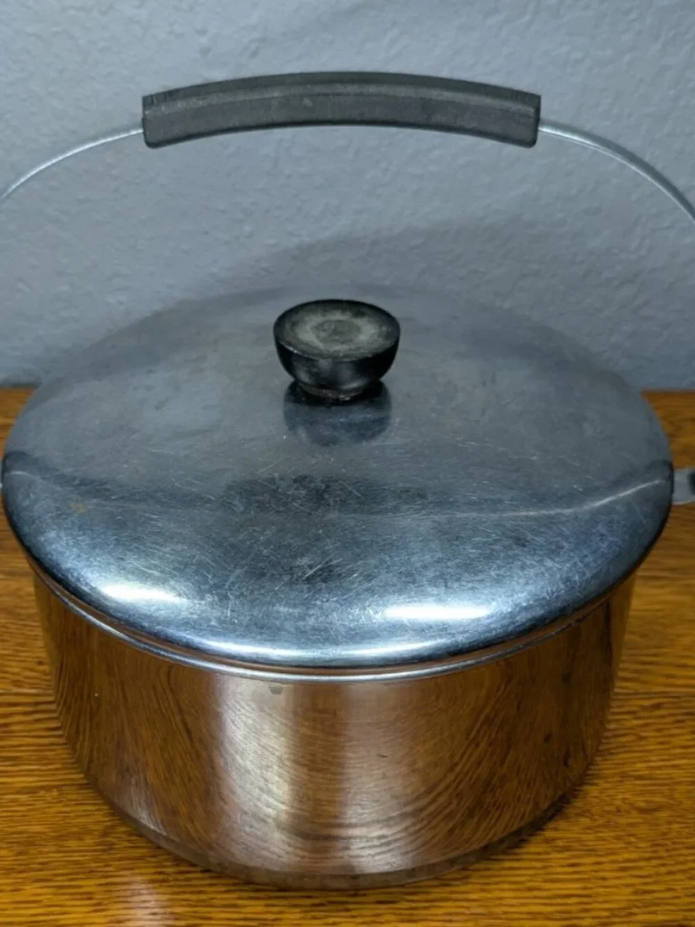 Revere Ware 1801 Pre-1968 Copper Bottom Stock Pot w/ Bail Handle & Lid